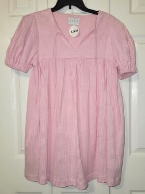 MABLE Pink Gingham Babydoll Dress